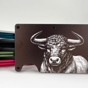 Carteira de metal Bull, porta-cartões gravado a laser, presente Country Ranch, prendedor de dinheiro personalizado, carteira pop-up Cattle Brand, presente para irmão