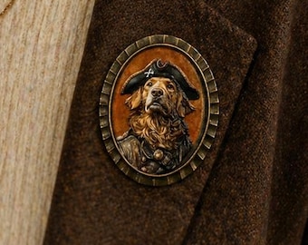 Custom Dog Photo Brooch Pin, Personalized Portrait Cameo Jewelry, UV Printed Keepsake Gift, Pet, Family, Wedding, Memorial Pin