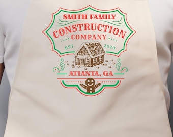 Tablier en coton maison en pain d'épice, tablier de fête de fabrication de maison, tablier pleine longueur pour boulanger, tablier de chef de Noël personnalisé, cadeau unique pour femme