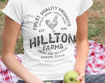 Locally Grown Farm tee // Country farmhouse t shirt // Custom Rooster tee  // Vintage Chicken gift  // Rustic Henhouse shirt // Gift for her