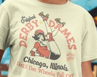 Vintage derby dames shirt, Roller Derby retro t shirt, Roller skating tee, Old School skate tee, Fierce Female Design, Rockabilly Skate tee