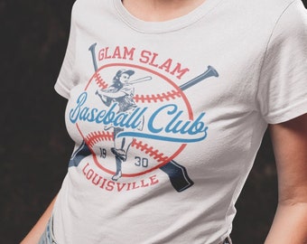 Retro baseball pin up girl t shirt // Vintage Baseball tee // Summer Softball tee // Baseball bat and ball tee // Rockabilly retro shirt