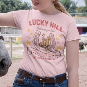 Ranch and Saddle shirt, Vintage Horseshoe tee, Pin up Cowgirl Rockabilly shirt, Equestrian farm logo, Lasso Rodeo Queen, Horse Lover Gift