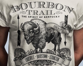 Camiseta Spirit of Kentucky, camiseta Kentucky Bourbon Trail, regalo para amantes del whisky bourbon y centeno, ropa rústica de búfalo, camiseta Whisky Barrel