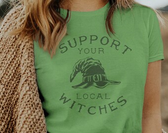 Support Your Local Witches shirt // Halloween Witch tee //  Funny comfy shirt // Vintage triblend top // Witch coven tee