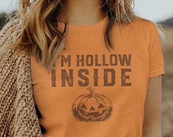 Jack o lantern t shirt // Pumpkin tee //  Funny comfy shirt // Vintage triblend top // I’m hollow inside tee