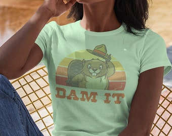 Dam It retro t shirt // Cute Beaver tee // Old School Forest Ranger tee // Vintage logo // Classic 70's clothing //  Gift for her