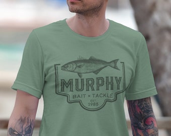 Bait and Tackle t shirt // Personalized Nautical tee //  Custom Bass Fishing shirt // Vintage Fisherman top