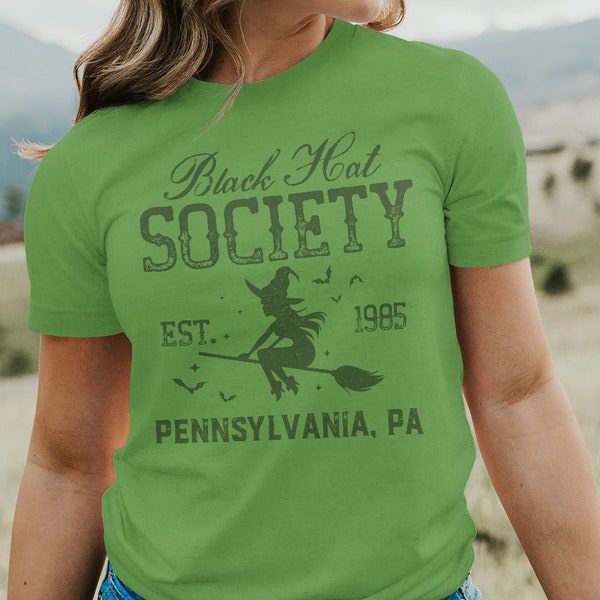 Black Hat Society t shirt // Halloween Witch tee //  Funny comfy shirt // Vintage triblend top