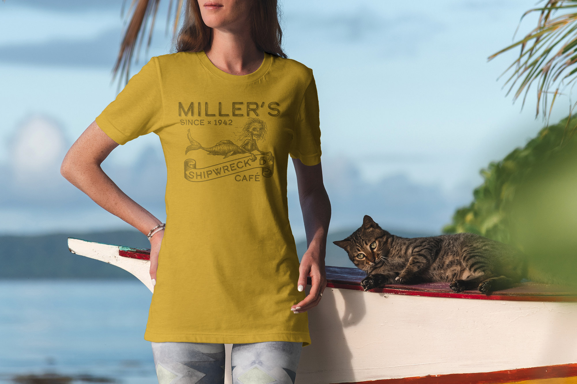 Fiji Mermaid Shipwreck Cafe t shirt // Custom Nautical Oddities tee //  Personalized Cryptozoology shirt // Vintage Carnival Curiosity gift