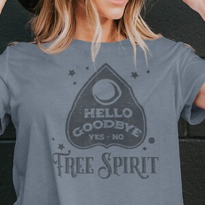 Free Spirit Ouija Board t shirt // Halloween Party Tee // Funny comfy shirt // Vintage distressed tee // Hello Goodbye Planchette tee image 1