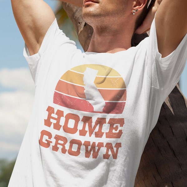 California Home Grown tee, Vintage state pride shirt, Homesick gift, 70's distressed clothing, Gift for college student, Throwback design