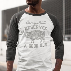 Barbecue Griller Raglan, lustiges Geschenk für Papa, jeder Hintern verdient ein gutes Raglan, Vintage abgenutztes Hemd, Vatertagsgeschenk