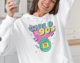 Child of the 90s Hoodie , Retro 1990's Hooded Sweatshirt , Vintage Tamagotchi Hoody, Neon Colors lovers top , Cute 90's Millennial hoodie