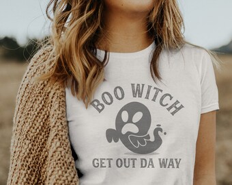 Ghost Halloween t shirt // Boo witch get out the way tee //  Funny comfy shirt // Vintage triblend top
