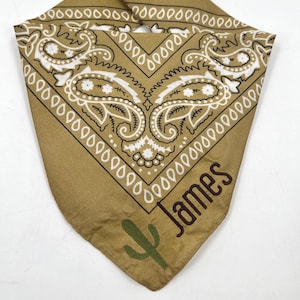 Embroidered Cactus Bandana, Western Country Handkerchief, Personalized Monogrammed gift, Custom font embroidery, Bachelorette party gift