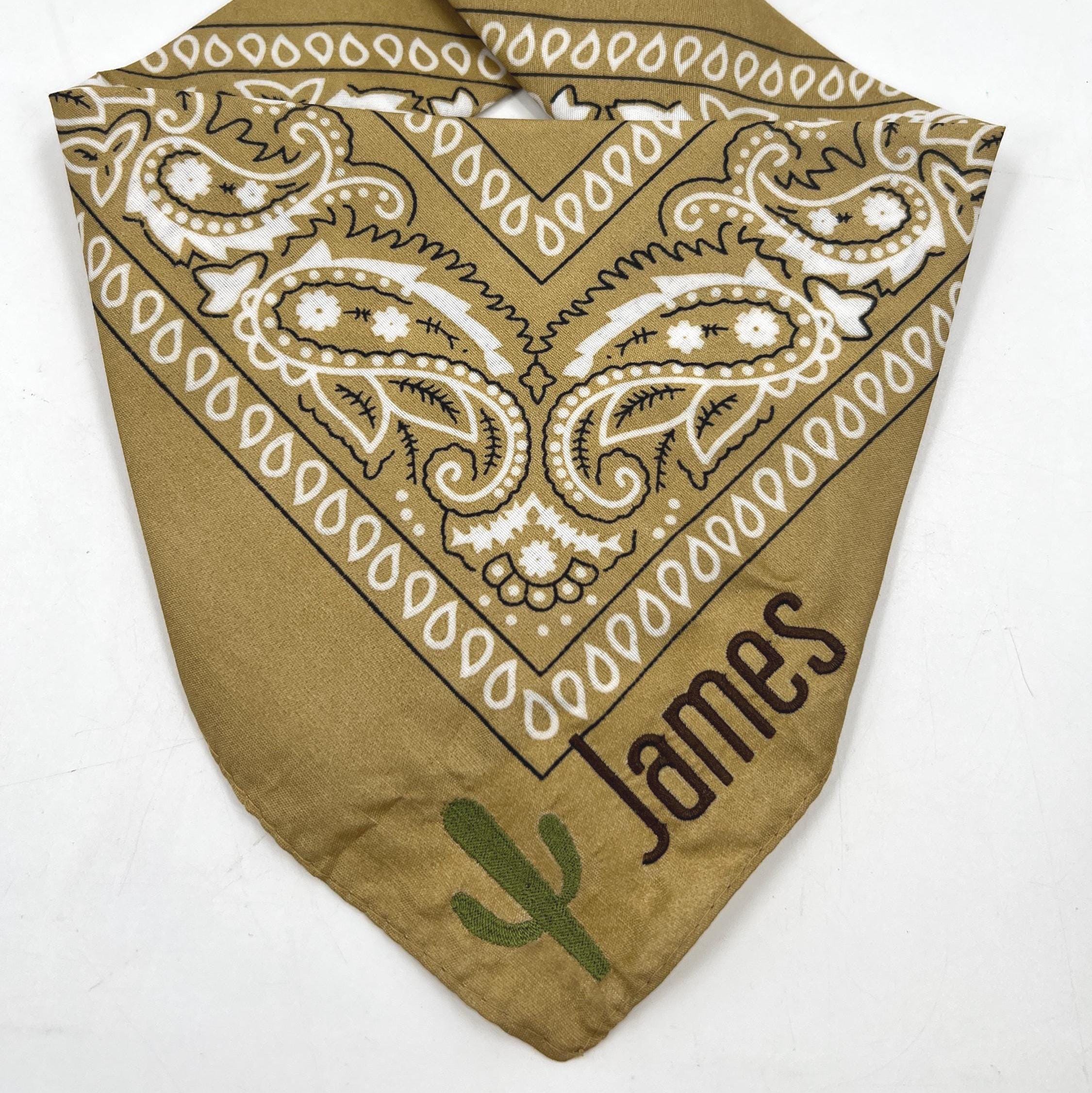 刺繍入りサボテンバンダナ、ウエスタンカントリーハンカチ