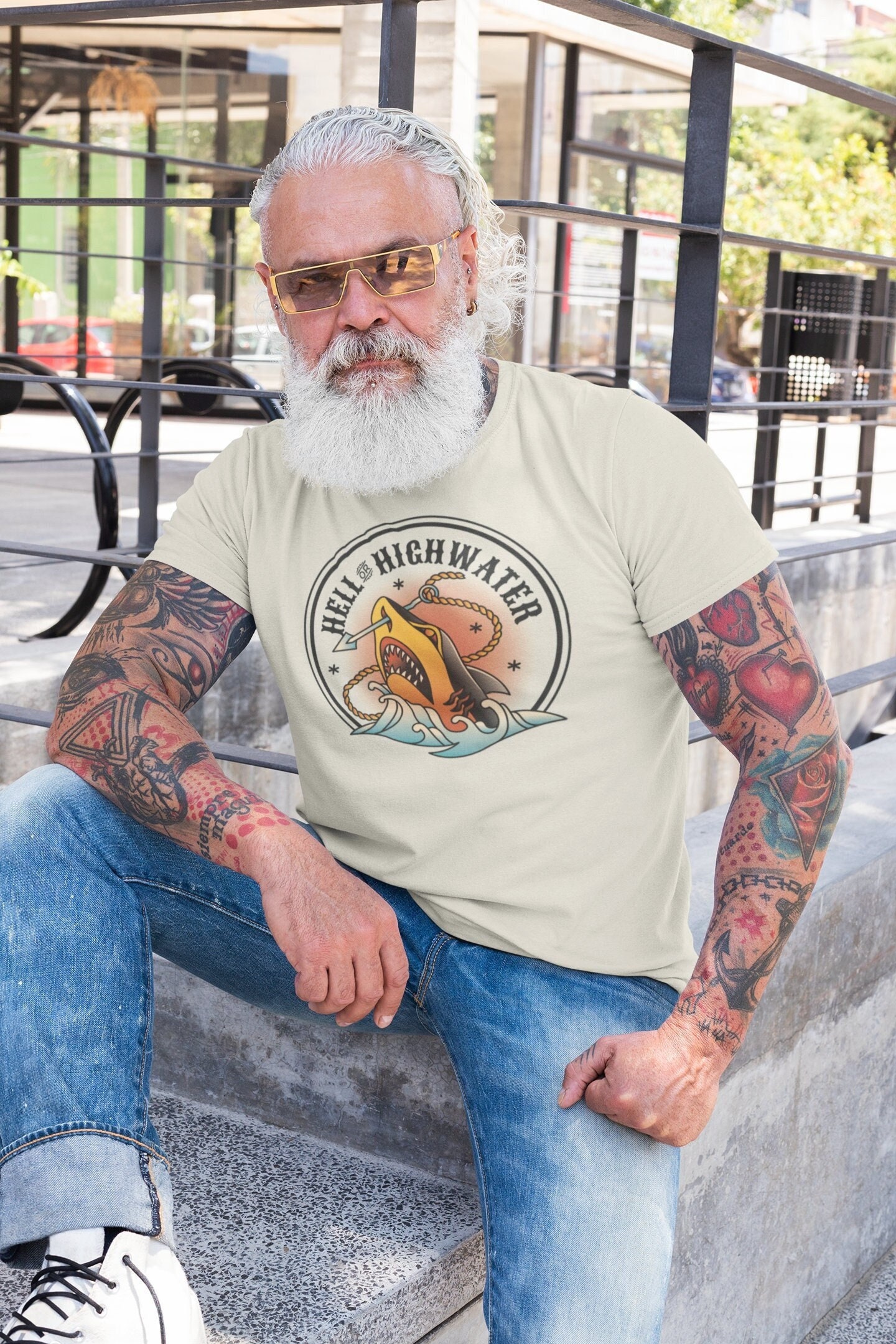 Hell or Highwater Tattoo T Shirt American Traditional Tattoo - Etsy Australia