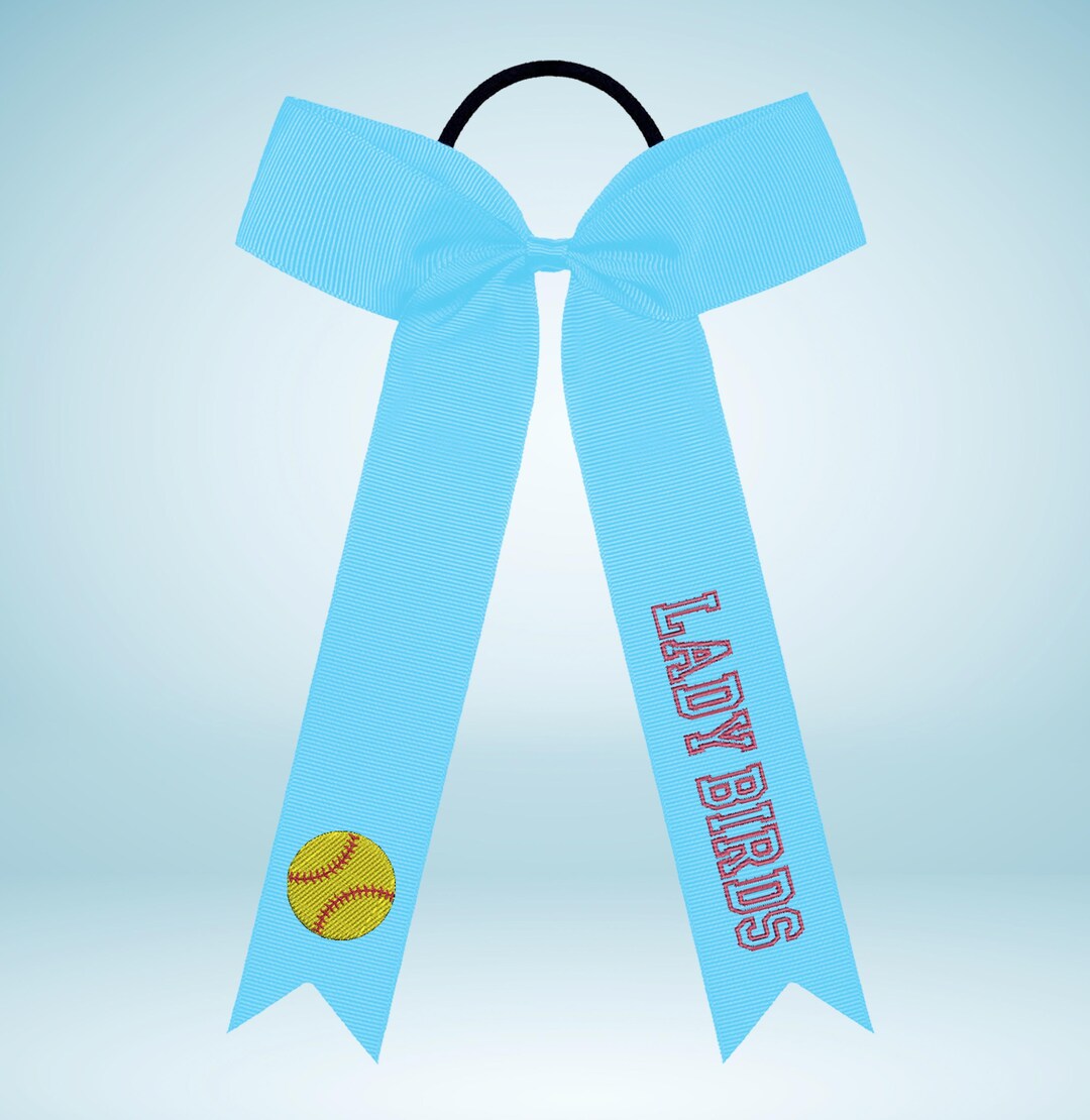 Embroidered Softball Player Bow, Oversized Ribbon Bow, Personalized ...