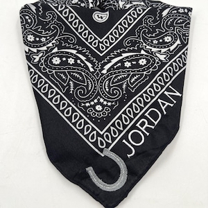 Embroidered Horseshoe Bandana, Country Scarf Handkerchief, Personalized Font Gift, Custom Embroidery scarf, Cowgirl Cowboy party