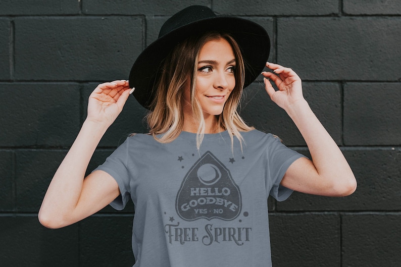 Free Spirit Ouija Board t shirt // Halloween Party Tee // Funny comfy shirt // Vintage distressed tee // Hello Goodbye Planchette tee image 1