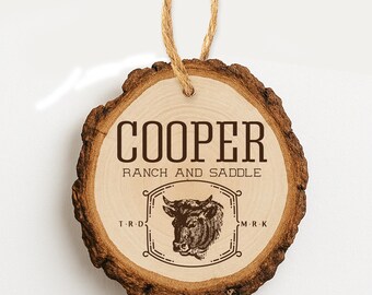 Laser Engraved 2 inch Wooden ornament, Small Wood Slice Decor, Personalized Farm and Ranch Gift, Mini Rustic Gift Tag, Dairy Farm Design