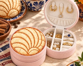 Concha Travel Jewelry Case, Cute Mexican Sweet Bread Jewel Box, Custom Foodie Trinket Box, Bread Lovers Gift, Mexico Beach Bridesmaid Gift