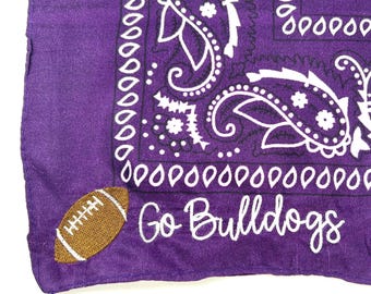 Embroidered Football Team Bandana, High School Football Accessory, Game Day Football Accessory, School Spirit Bandana, Football Mom Gift