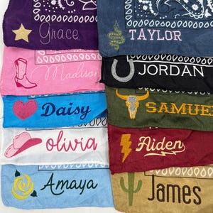 Personalized Embroidered Bandana, Western Country Scarf, Personalized name gift, Custom Western embroidery, Bachelorette party gift