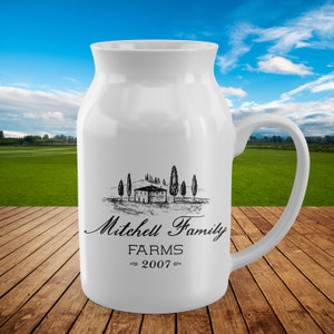 Personalized farmhouse decor // Vintage milk mug // Distressed Coffee Bar // Wedding Shower gift