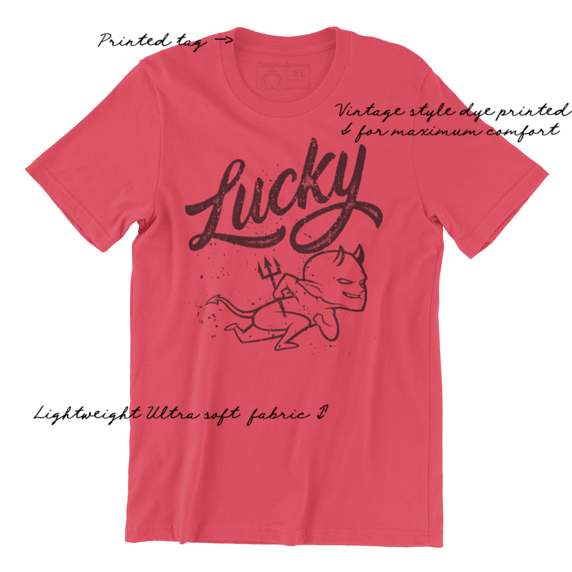 Lucky Devil T Shirt, Vintage Retro Tee, Funny Satan Shirt