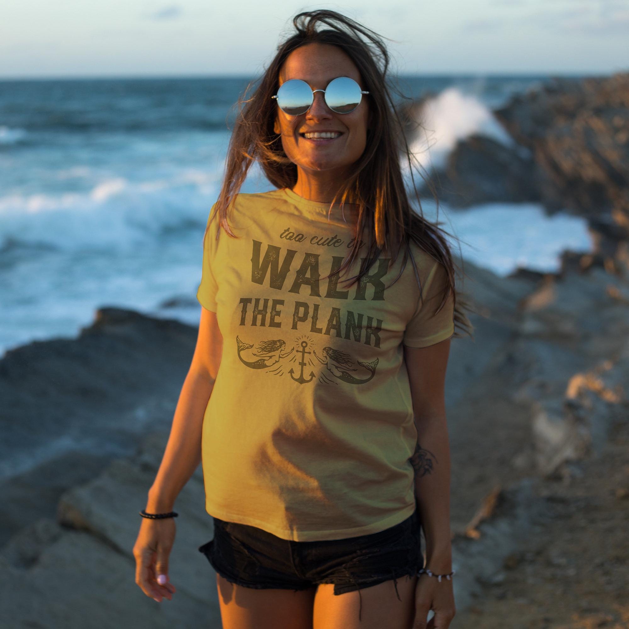 Too Cute to Walk the Plank T Shirt, Mermaids and Anchor Tee