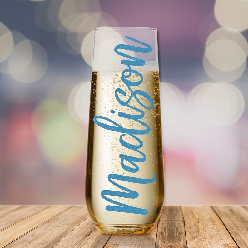 Personalized Plastic Champagne Flute // Recyclable Stemless Etsy