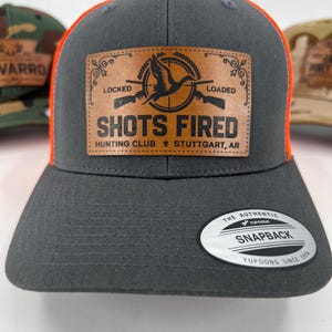 Duck Hunter Trucker Hat, Custom Leather Patch Trucker Cap, Personalized Hunting Gear, Outdoorsman Fathers Day Gift, Shotgun Bullseye Cap