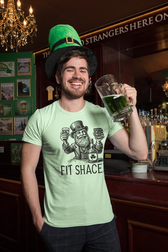 Fit Shaced T shirt, St Patricks day gift, Funny leprechaun apparel, Shit faced tee, Irish Humor  Outfit, Green drinking tee, Lucky charm tee