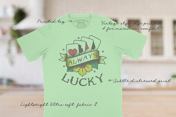 Always Lucky Tattoo T Shirt, Playing Cards Tee, American