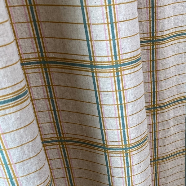 Beige Checkered Plaid Curtains Buffalo Check Modern Vintage Cottage Drapery Striped Gingham Curtain Panels Living Room Bedroom Set of 2