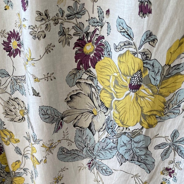 Set of 2 Natural Linen Curtains Romantic Floral Linen Drapes Bohemian French Country Bedroom Curtains Farmhouse Linen Living Room Curtains