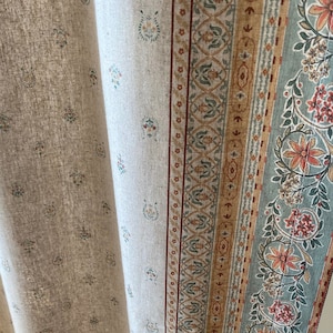 Cute Floral Linen Curtains Beige Background Elegant Curtain Panel French Country Wildflower Pattern Living Room Bedroom Drapes Set of 2
