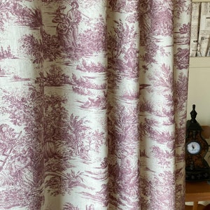 Cortinas de lino con estampado Toile de Jouy, elegantes y pesadas, estilo francés, estilo vintage, para sala de estar y dormitorio, juego de 2