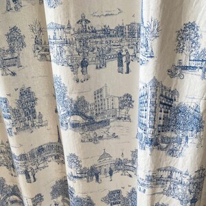 Set of 2 White Linen Curtain Paris Sights Print Linen Drapes French Modern Vintage Curtain Panel Long Bay Window Custom Small Window Curtain