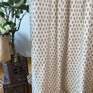 Set of 2 Natural Linen Curtains Farmhouse Linen Drapes Retro Floral Curtain Panel Cute French Country Flower Drapes Kitchen Cafe Valance image 2