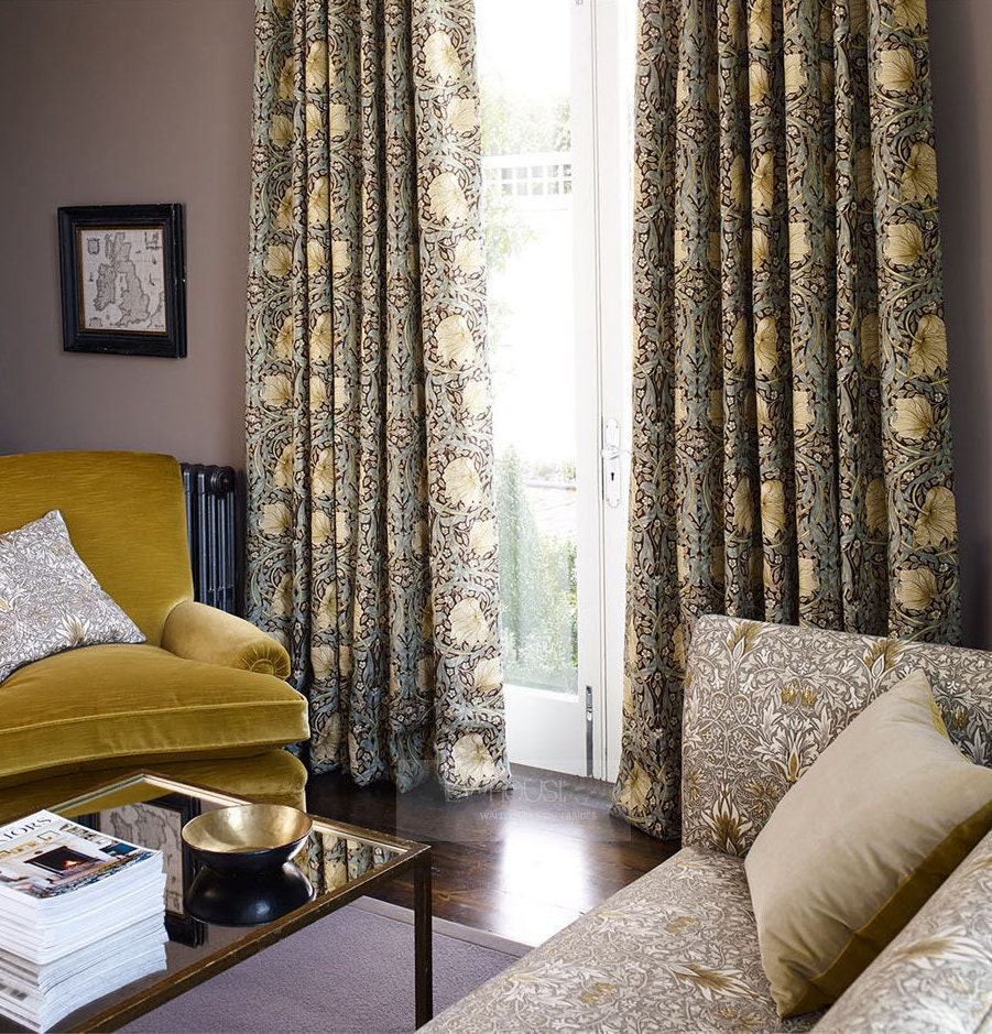 FAOTELY Vintage Flower Curtains - William Morris Art Print, Blackout Thermal Drapes For Bedroom, Living Room, Kitchen (36x63 Inch, 2 Panels) - View #10