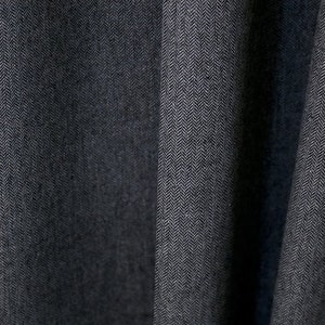 Set of 2 Black Herringbone Wool-Blend Curtains Wool Thermal Insulated Curtains Winter Curtain Home Decor Living Room Curtain Bedroom Drapery