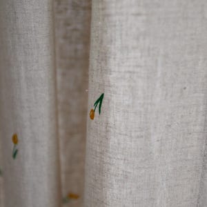 Cortinas de lino con diseño floral de tulipán, minimalistas y encantadoras, para habitación infantil, cocina, sala de estar, dormitorio, cafetería, juego de 2 cenefas