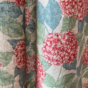 Set of 2 Linen Curtains Hydrangea Floral Linen Drapes Farmhouse Curtains French Country Flower Pattern Living Room Bedroom Linen Drapes