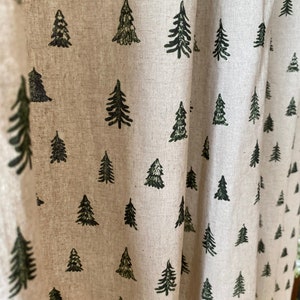 Green Tree Pattern Linen Curtains French Country Drapes Softened Linen Retro Boho Curtain Panel Custom Curtains Living Room Drapery Set of 2