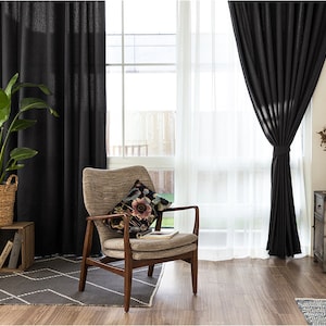 Set of 2 Minimalist Charcoal Grey Blackout Curtains Black Blackout Curtains Nursery Bedroom Curtain Panel Insulating Room Darkening Blackout