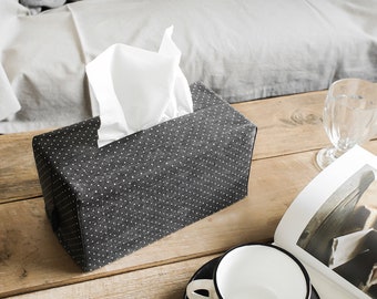 Polka Dot Denim Fabric Rectangle Tissue Box Cover Tissue Cover Kleenex Box Cover Wedding Gift Shower Gift Office Decor Under 10 Gift