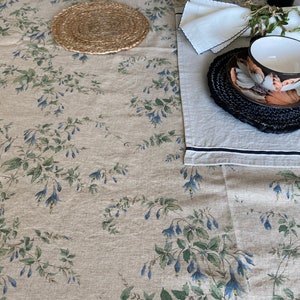 Tablecloth French Country Floral Washed Linen Shabby Chic Floral ...
